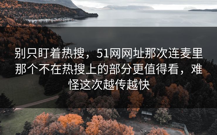 别只盯着热搜，51网网址那次连麦里那个不在热搜上的部分更值得看，难怪这次越传越快